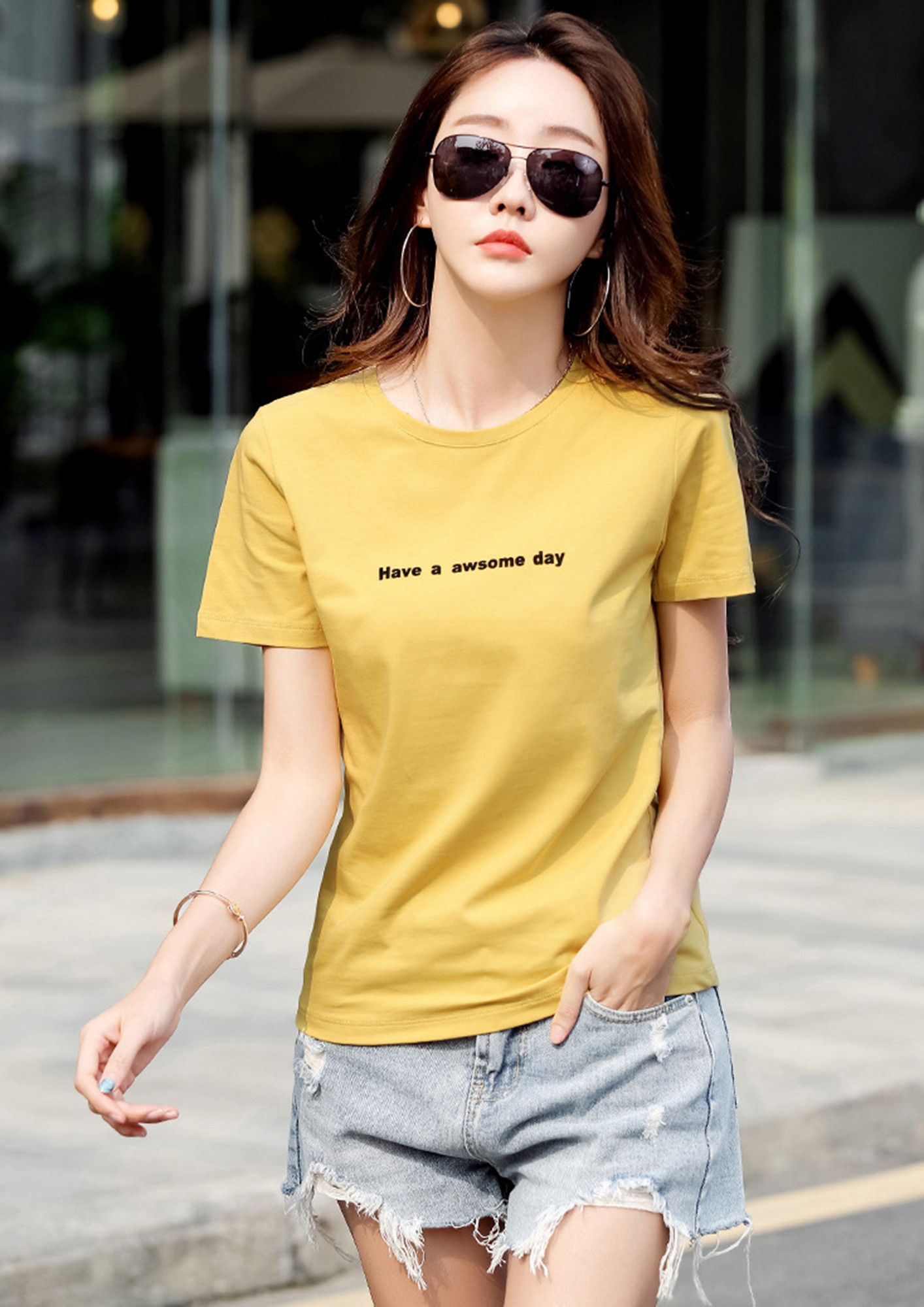 AWESOME DAY YELLOW T-SHIRT