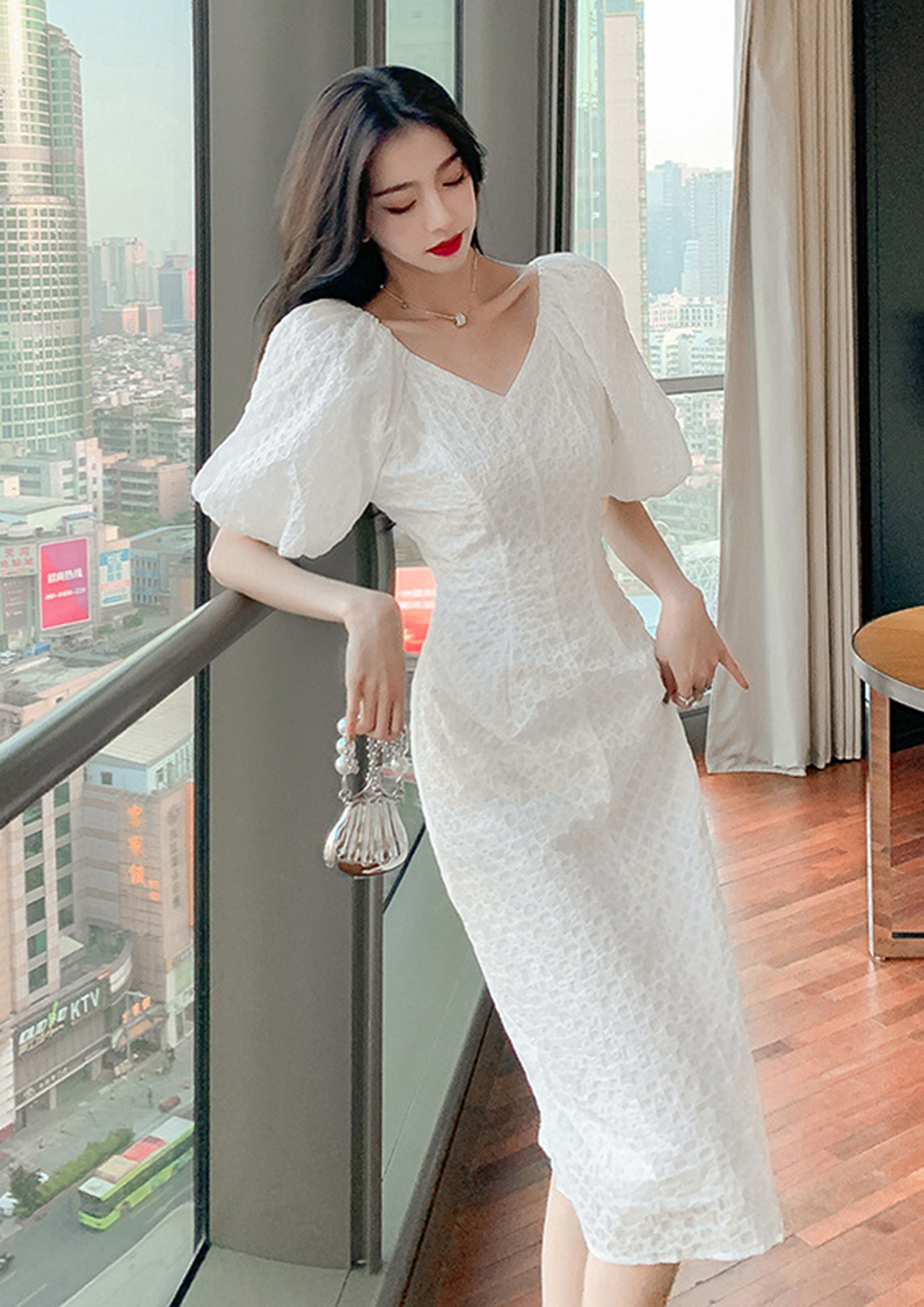 Korean white dress for civil wedding long dress formal dress plus size dress  below the knee dress XL | Shopee Philippines