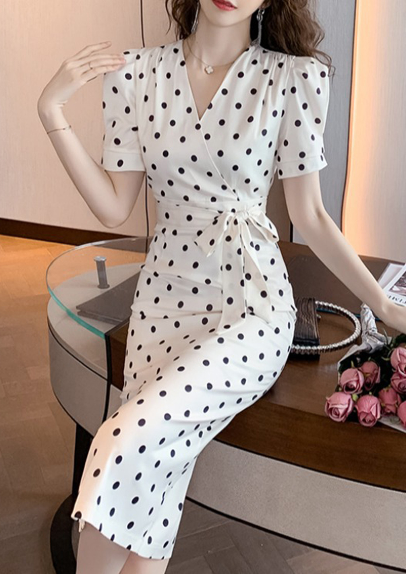 Buy Women Green & Off White Polka Dots Print Fit And Flare Dress - Dresses  for Women | Sassafras.in