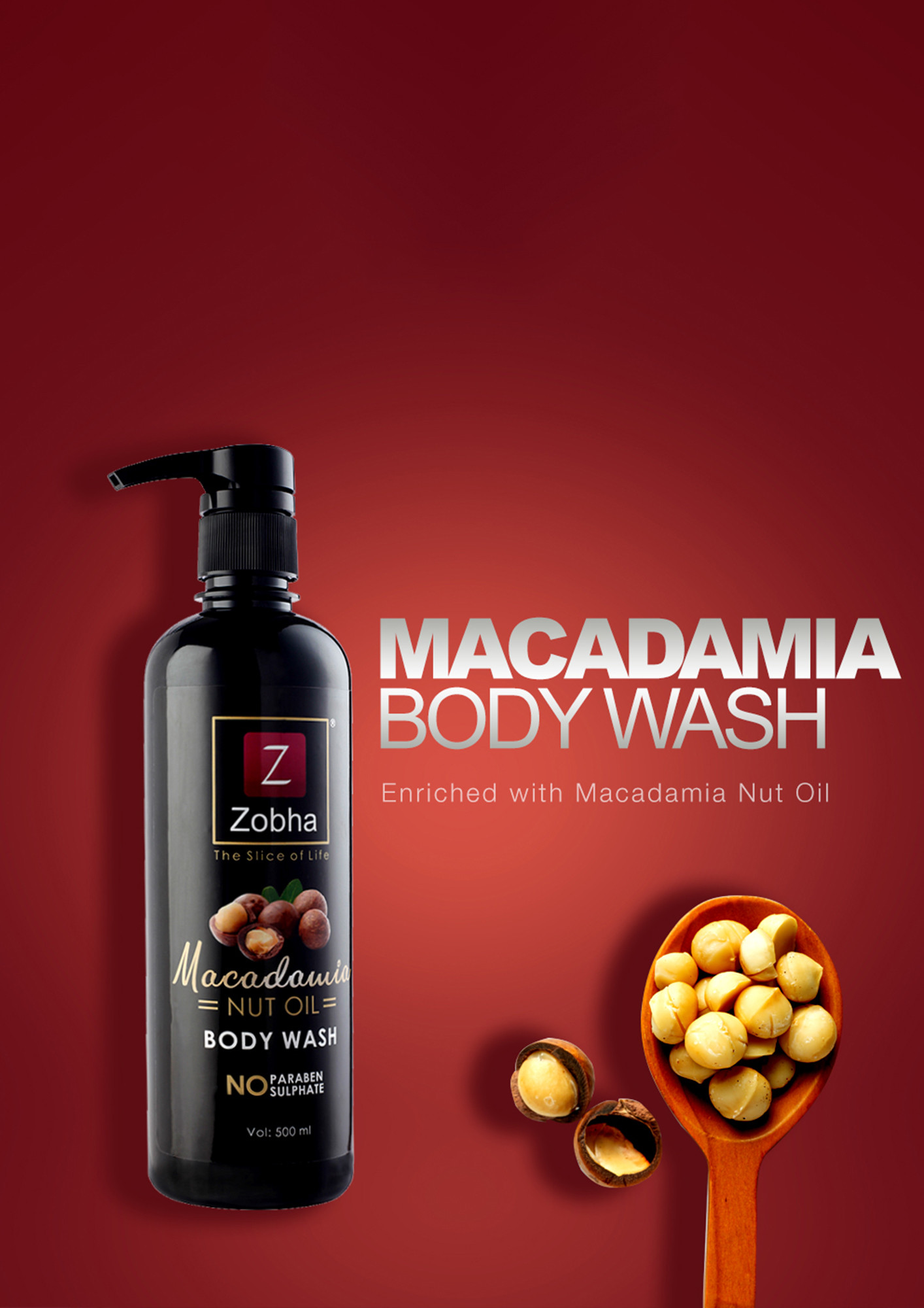 Buy Zobha Macadamia Body Wash 500ml for Women Online in India