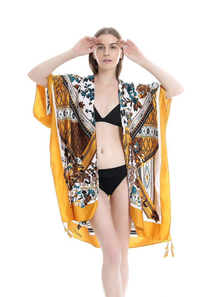 Unexpected Storm Yellow Beach Cover-up Shrug