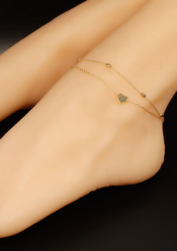 Craving Hearts Layered Golden Chain Anklet