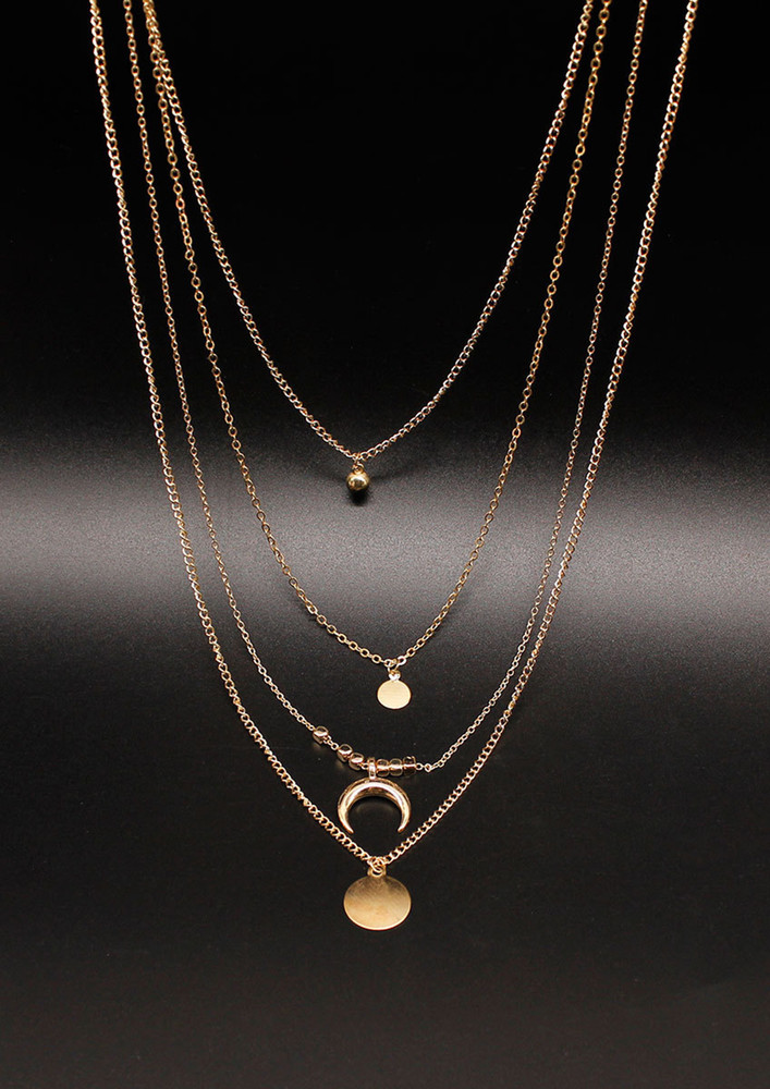 Moons And Layers Gold-pleated Necklace