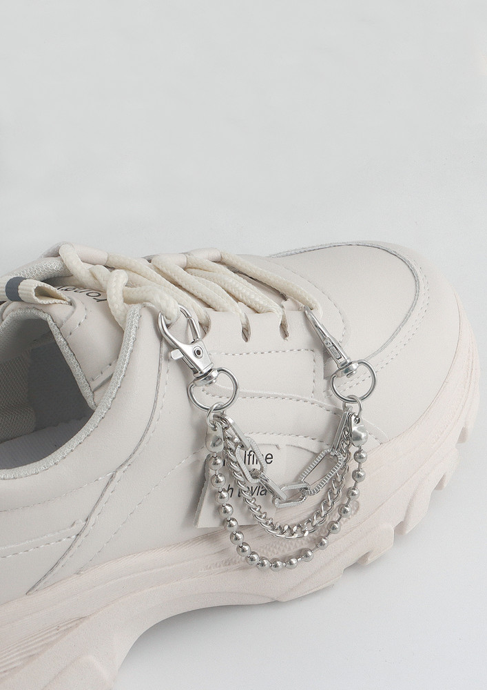 Retro Beaded Multi-layer Silver Shoe Chain