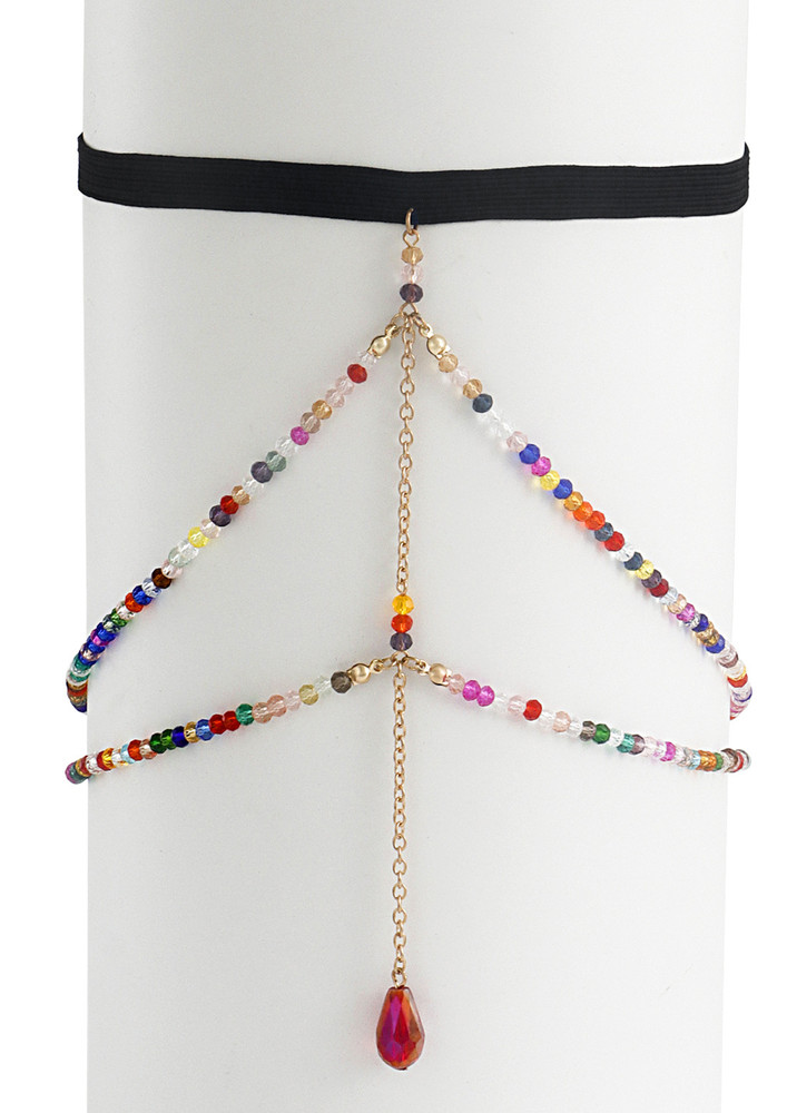 Rainbow Beads In My Golden Thigh Chain