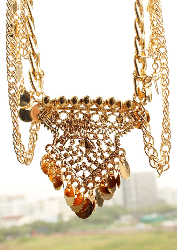 Golden Layered Ethnic Tassel Waist Chain