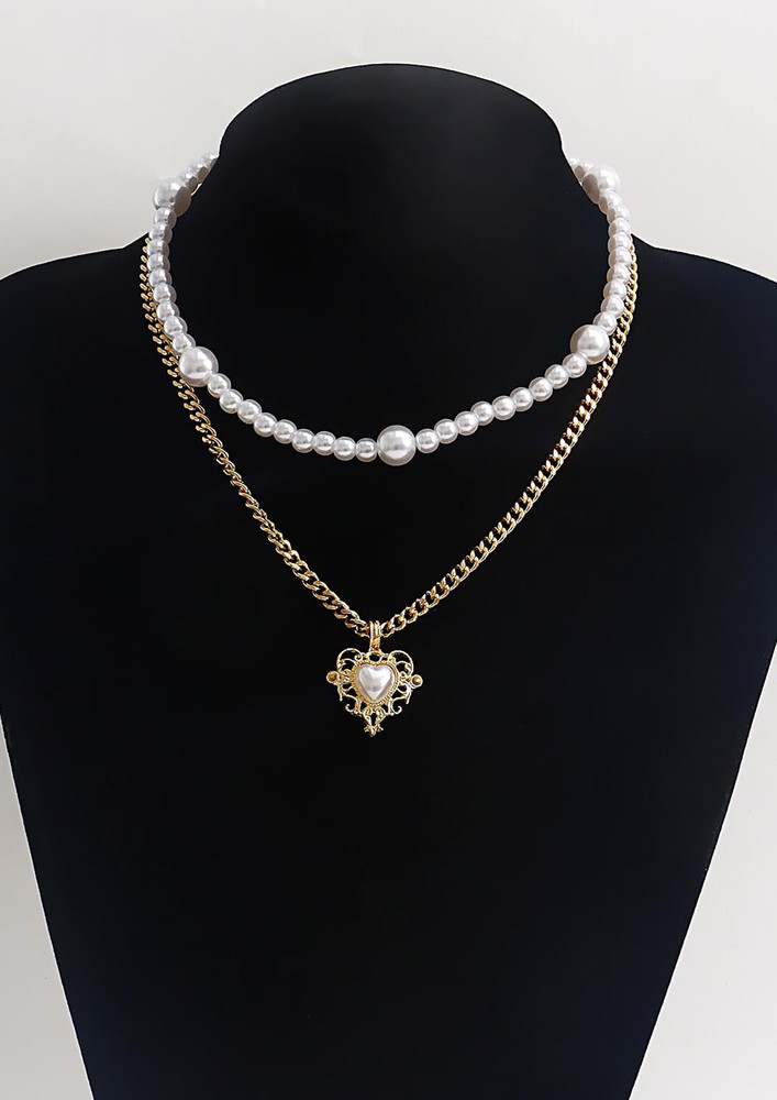 Royal Love Beaded Pearl Golden Pendant