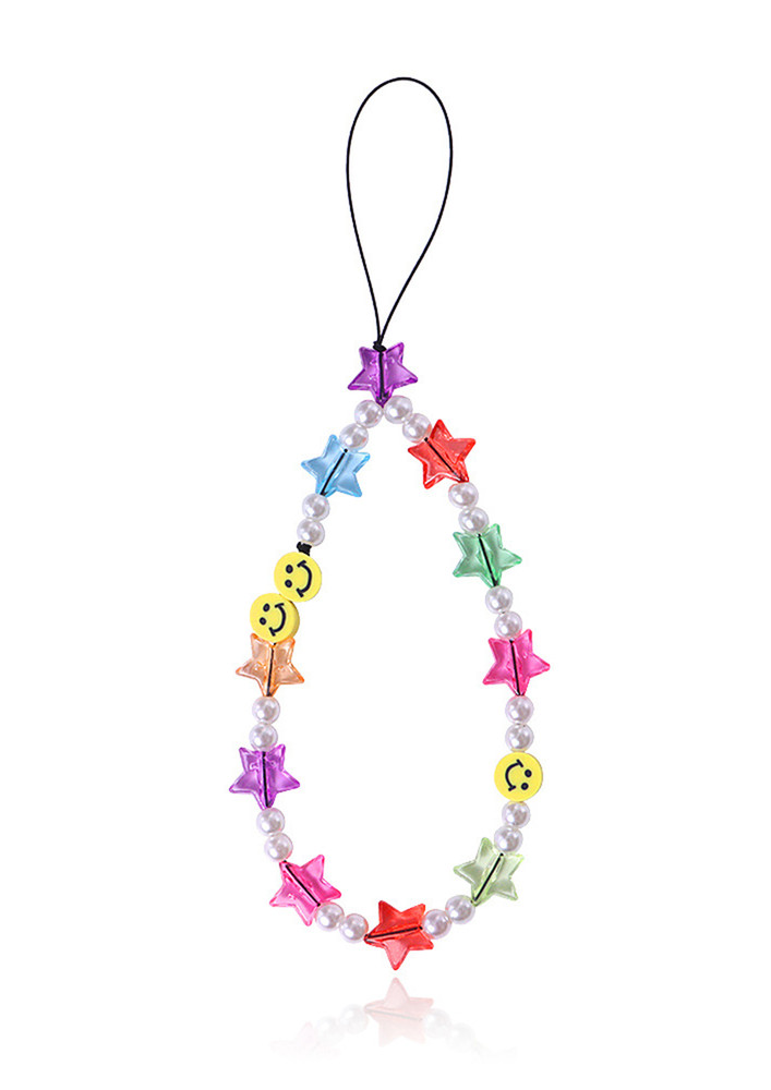 Cute Lil Stars And Smiles Beaded  Phone Lanyard