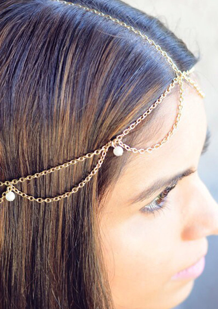Bohemian Pearl Golden Layered Head Chain