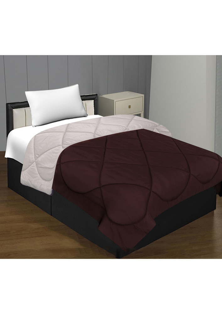 Dark Brown-Off White Single Bed Comforter