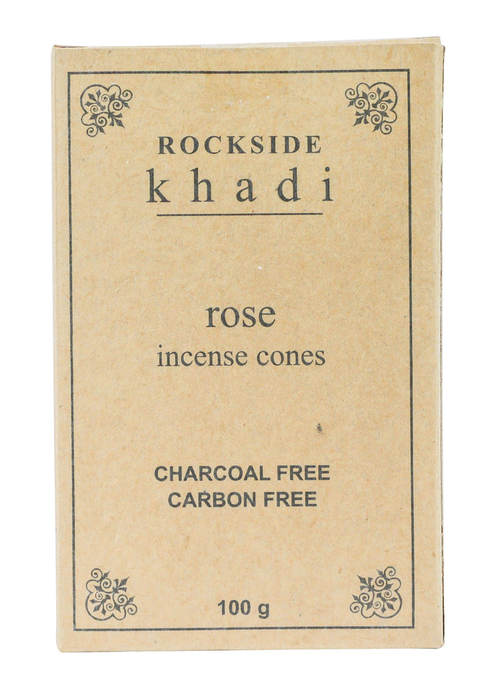 ROCKSIDE Khadi Herbal Insense Cone Rose  (  Set Of 3 )
