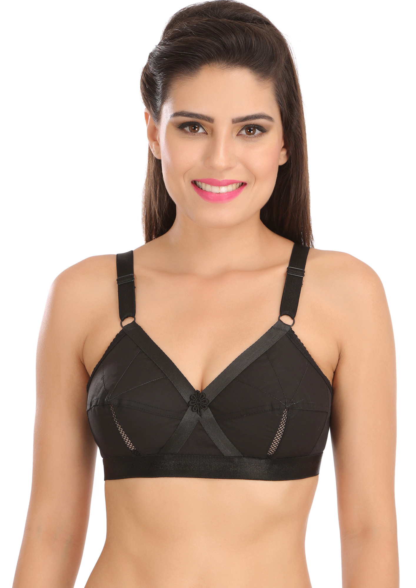 Buy SONA Women's Cotton Perfecto Full Coverage Black Non Padded Bra for Women  Online in India