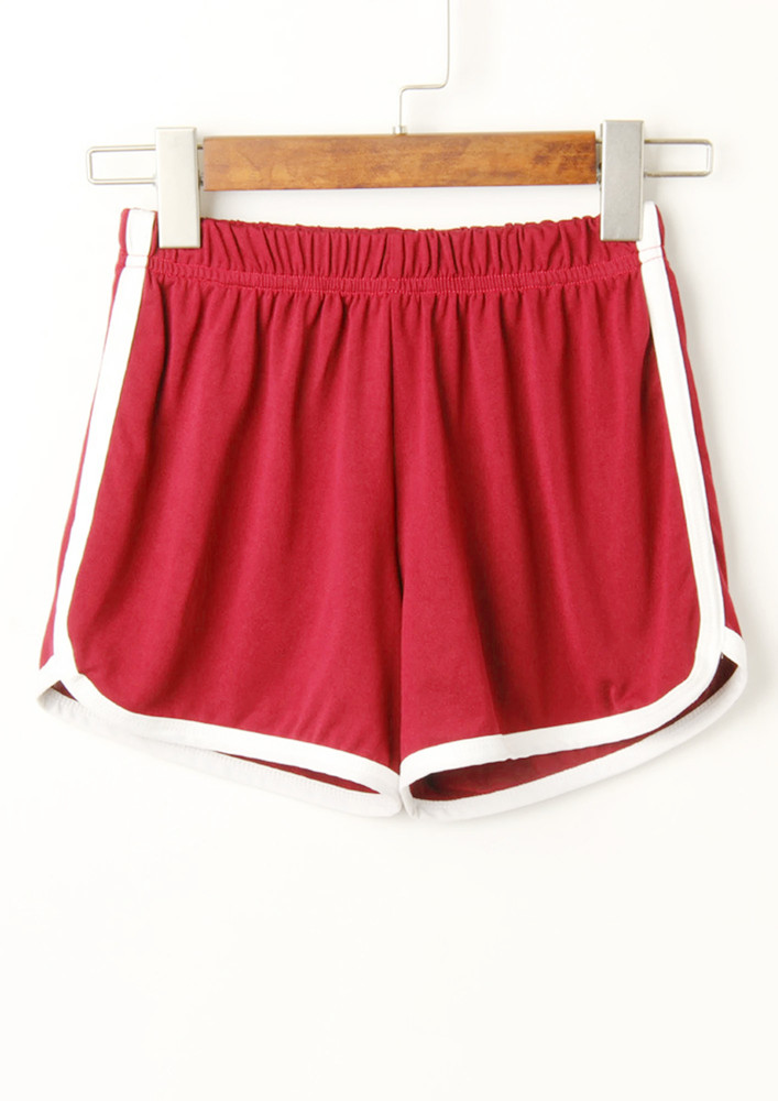 STAYING HOME RED CASUAL SHORTS