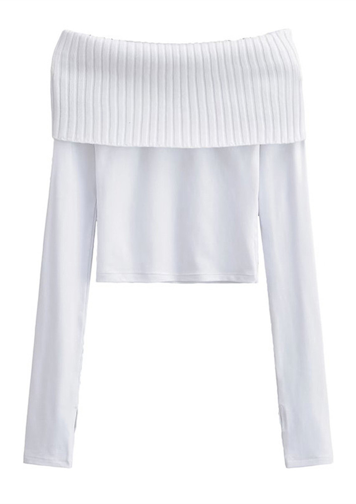 OFF-SHOULDER LONG SLEEVES WHITE TOP