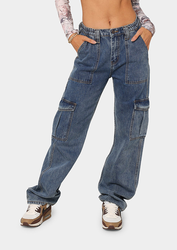 Contrast Stitch Low-rise Straight Jeans