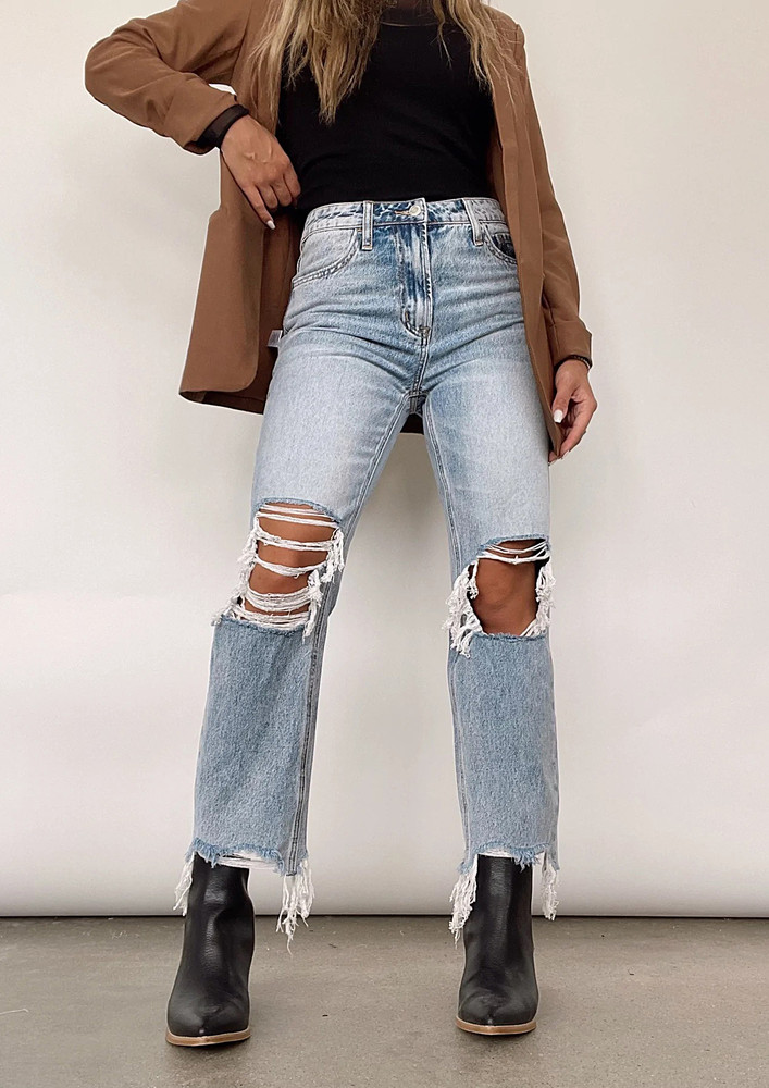 Light Blue Ripped & Distressed Jeans