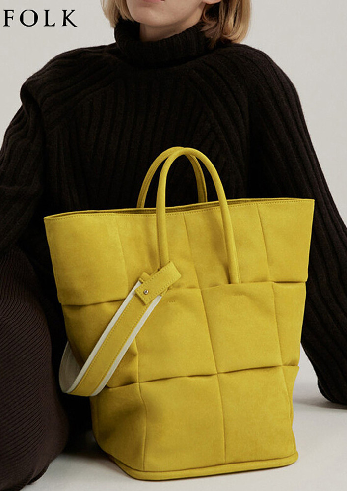 QUILTED YELLOW TOTE BAG