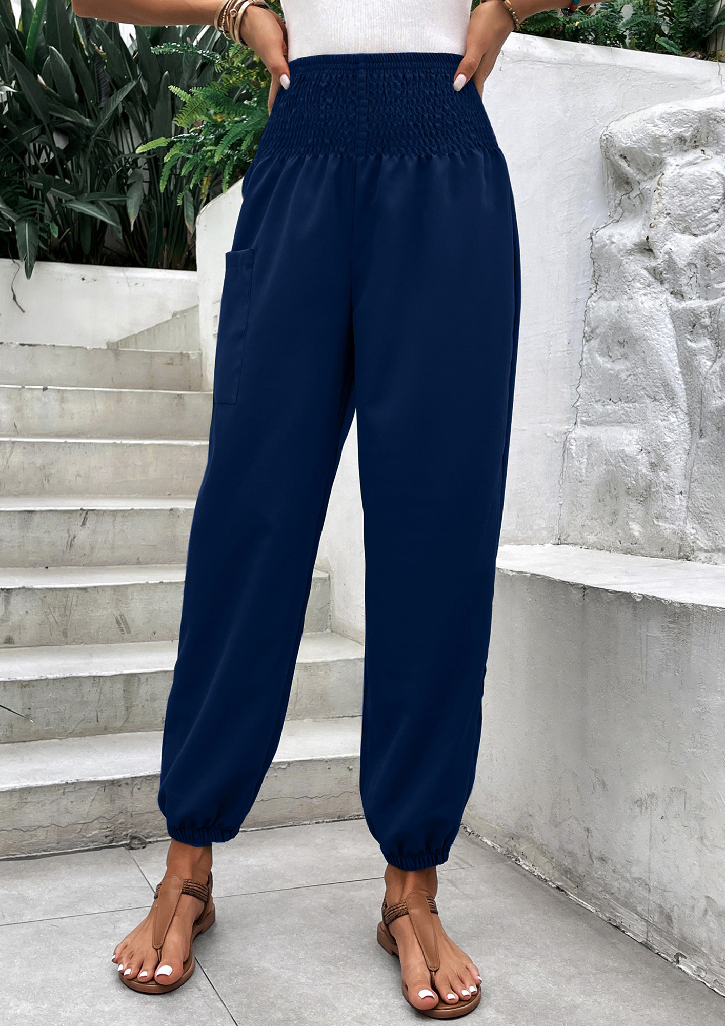 Women Navy Blue Blue Trousers - Buy Women Navy Blue Blue Trousers online in  India