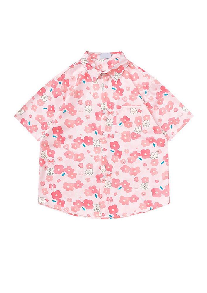 Pink Floral Pattern Resort Shirt