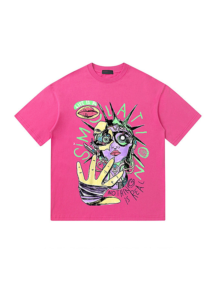 Pink Doodle Pattern Boxy T-shirt