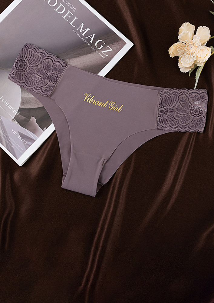 Lace Detail Purple Bikini Brief