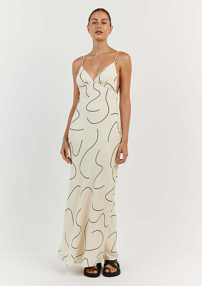 Apricot Abstract Pattern Maxi Dress
