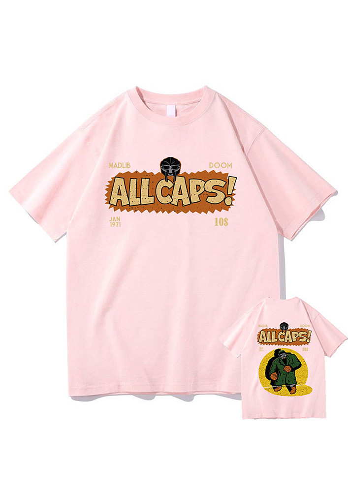 Pink Drop-shoulder Printed Boxy T-shirt 