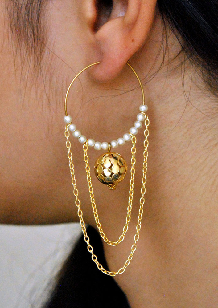 Multi Layered Chain And Pearl Earring