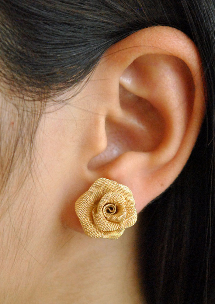 Golden Rose Ear Studs Earrings