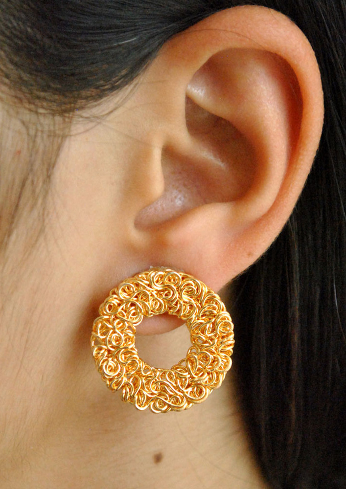 Golden Circular Mesh Earrings
