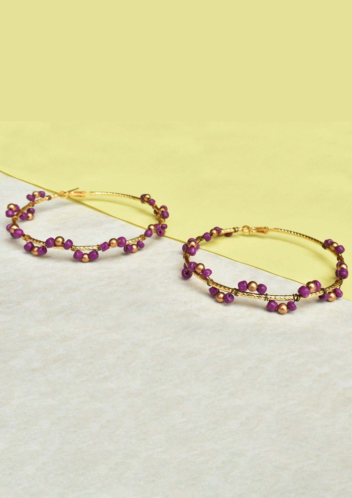 Purple Arch Hoops Earrings