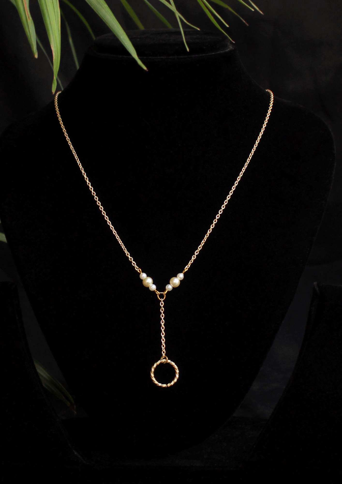Lariat Necklace With A Ring Drop