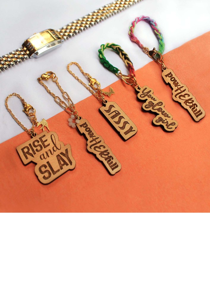 Wooden Engraved Set Of 4 Charms