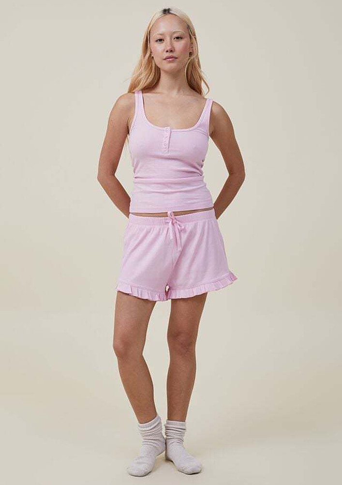 Pink Pyjama Top & Shorts Set