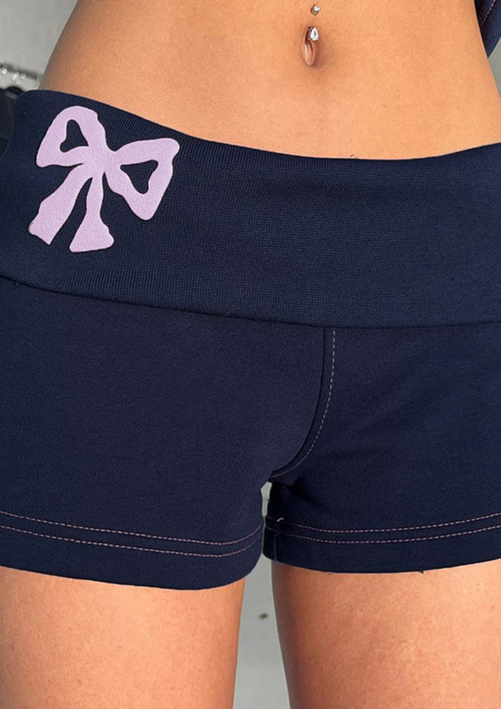 Blue Bow-knot Patterned Shorts