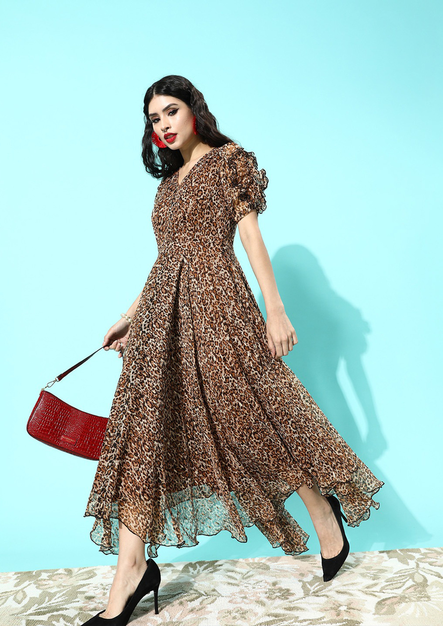 Satin Leopard Print Mini Dress | boohoo