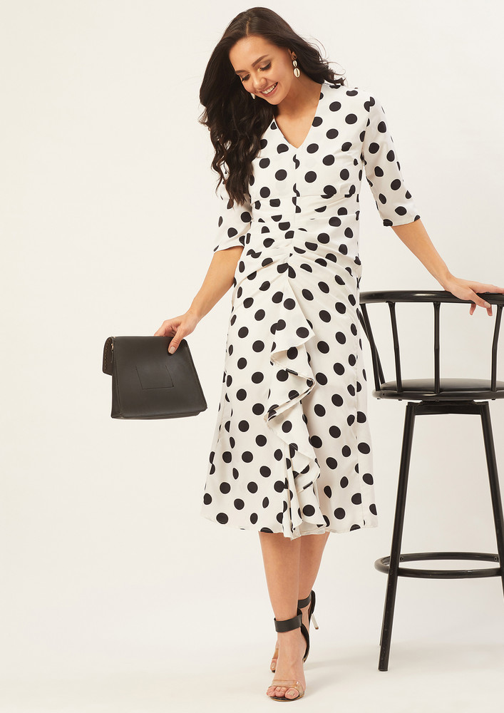 Women White Printed Fit And Flare Dress