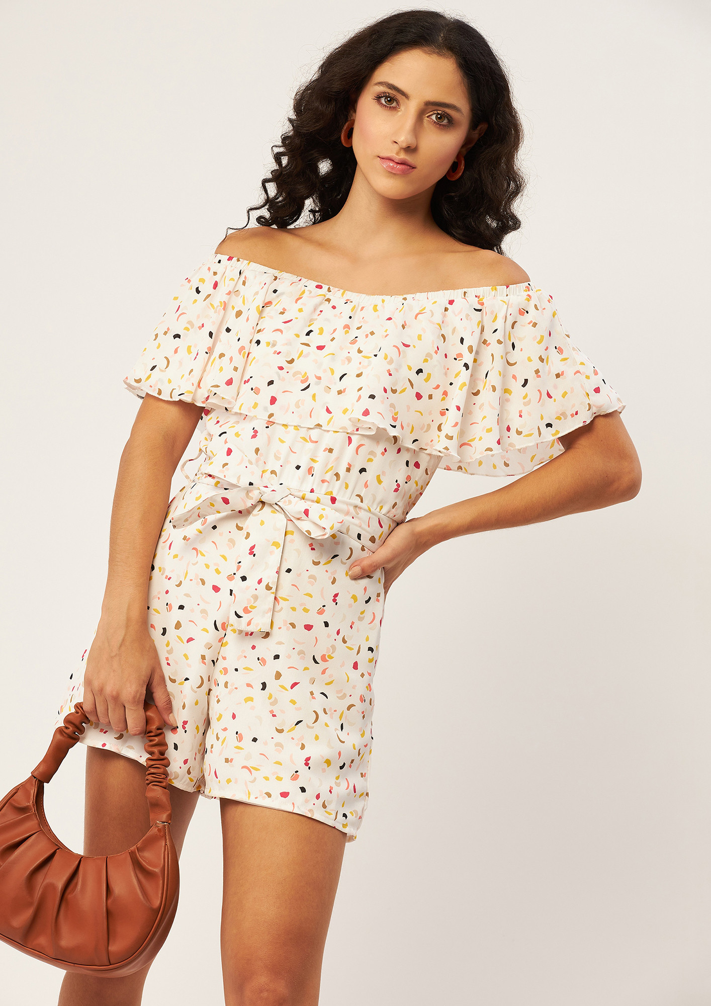 Women White Printed Rompers