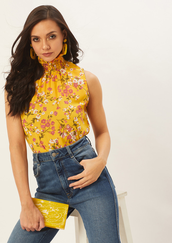 Women Yellow Floral Printed Top