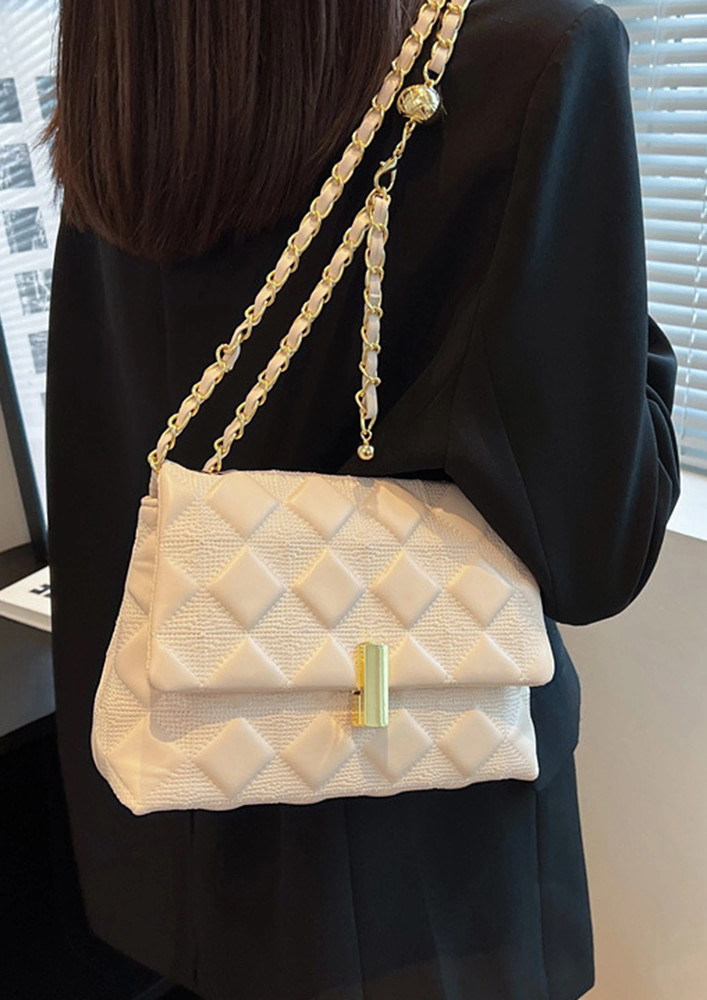 OFF-WHITE QUILTED PU SHOULDER BAG