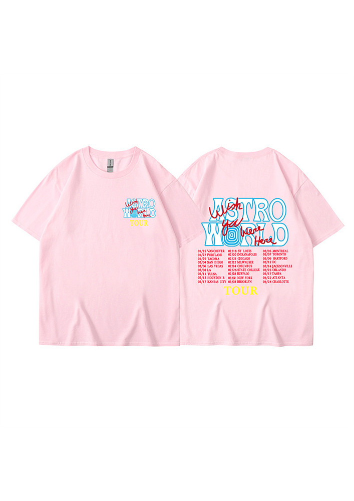 Pink Letter Print Casual Tee
