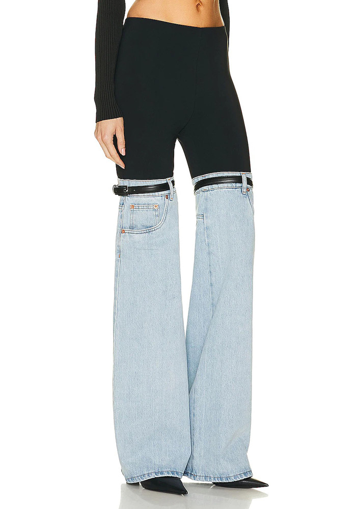 Black Elasticated-waist Flared Jeans