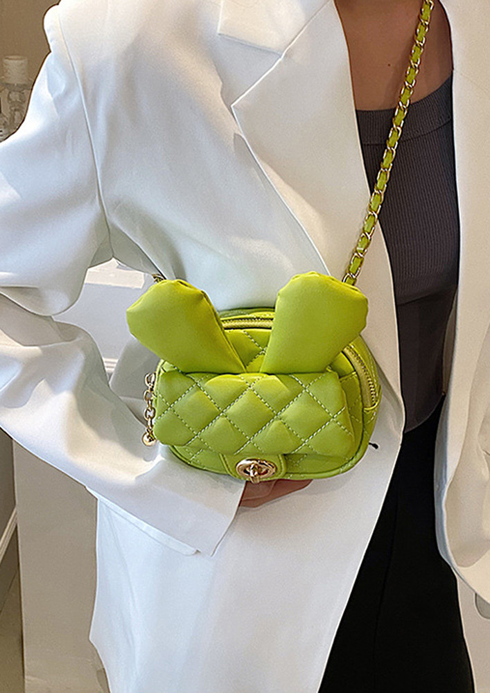 GREEN EARS DECOR QUILTED CROSSBODY BAG