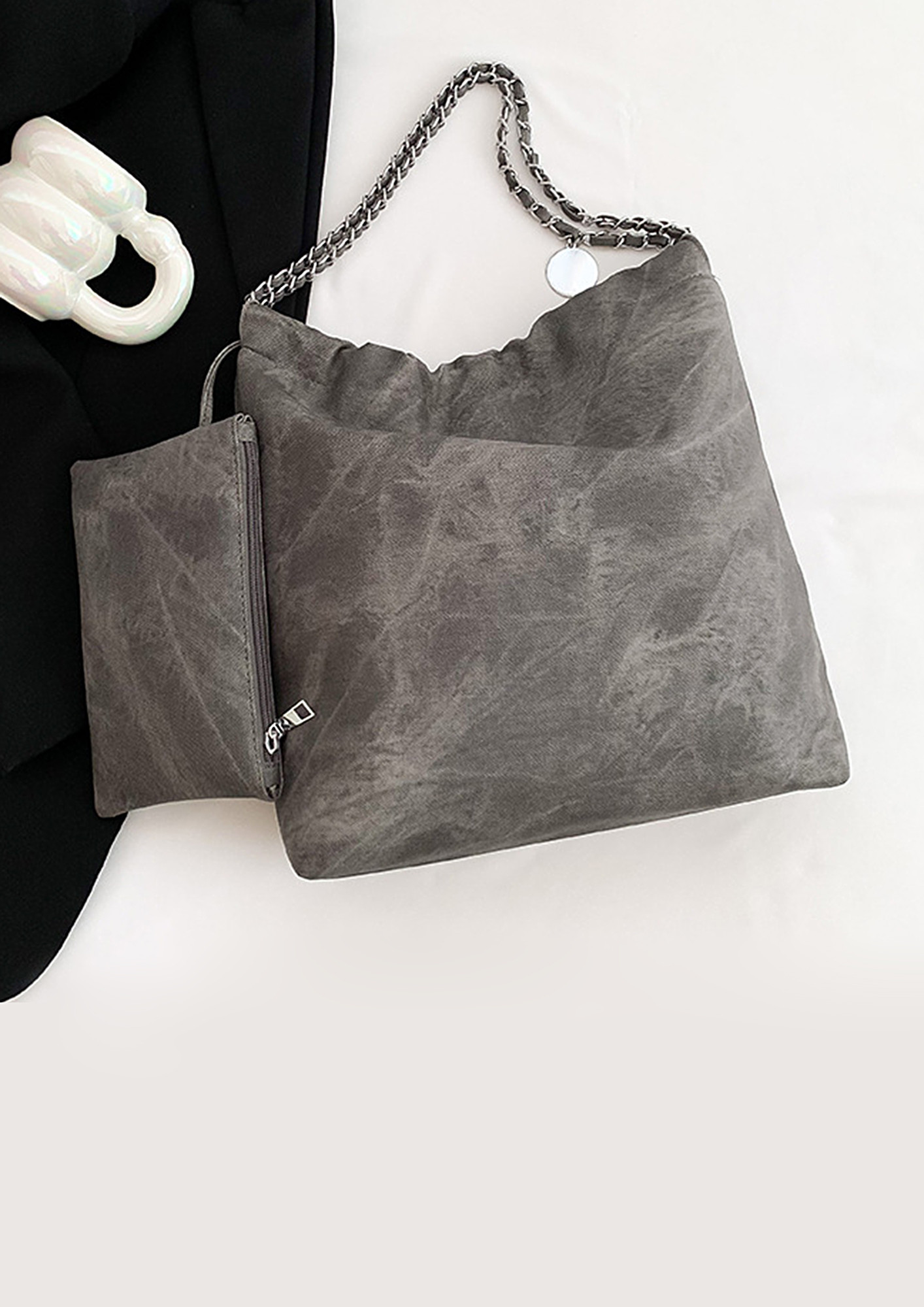 Black velour handbag, velour purse, women's purse, black purse with chain  straps, Mossimo Bag, Mossimo Purse