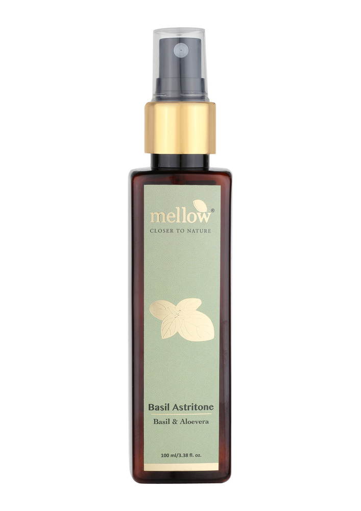 Mellow Basil Astritone with Basil, Aloe Vera and Rose Petals for Oily and Acne Prone Skin-BASIL100