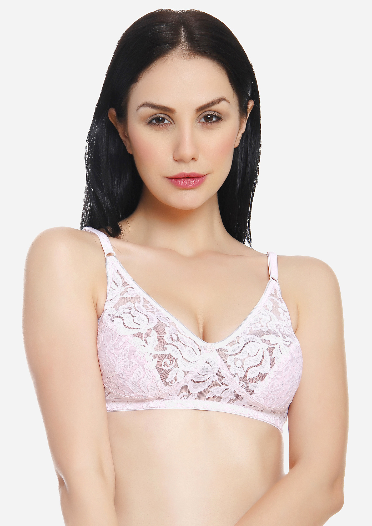 Buy Innocence Women's Lace Non padded Non Wired Pink Bridal Bra