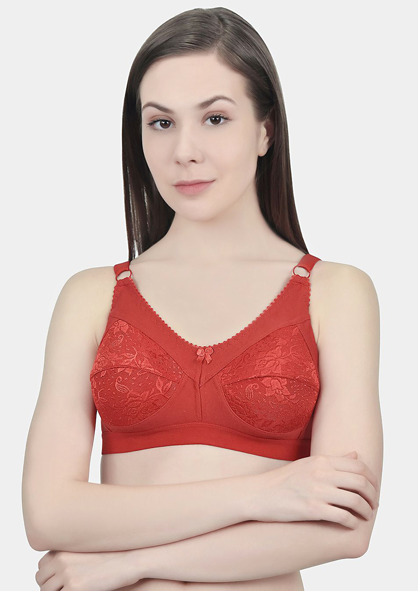 Buy Innocence Women's Non Padded Non wired Full Coverage Bra-Red