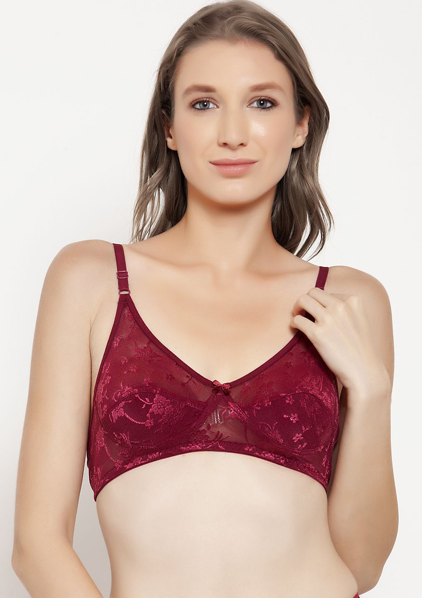 Buy Innocence Women's Lace Non padded Non Wired Bridal Bra-Wine