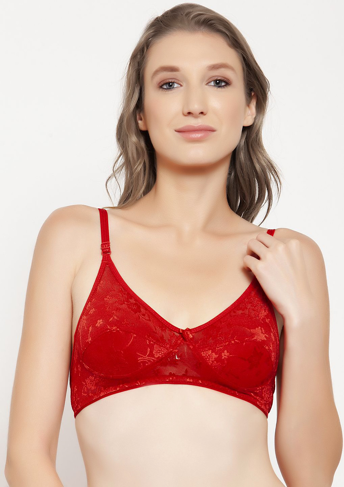 Buy Innocence Women's Lace Non padded Non Wired Bridal Bra-Red for Women  Online in India