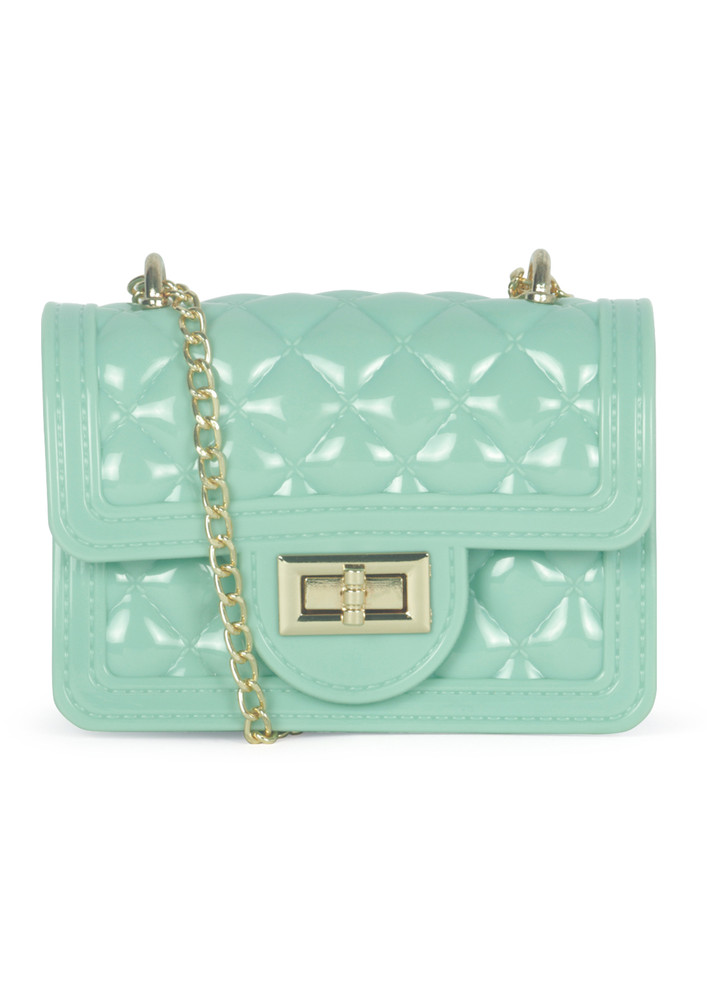 Mint Green Quilted Sling Bag